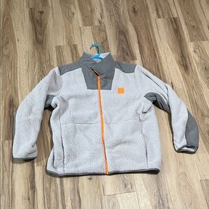 Under Armour ColdGear Gray and White Fleece Jacket with Orange Accents